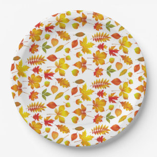 Bright Autumn Leaves Paper Plate