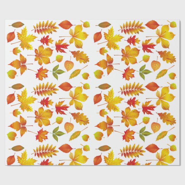 Bright Autumn Leaves Wrapping Paper (Flat)