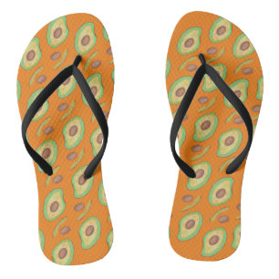 Bright Avocado and Pit Orange Green Pattern Jandals