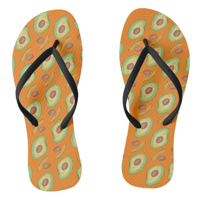 Bright Avocado and Pit Orange Green Pattern Jandals (Footbed)