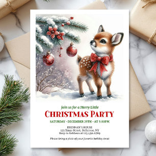 Bright baby fawn Christmas kids invitation digital