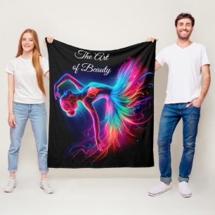 Bright ballerina ballet neon modern dance black  fleece blanket