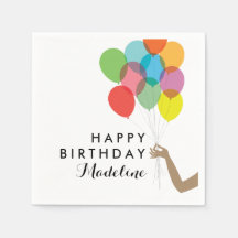 Bright Balloons Customised Happy Birthday Napkins