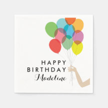 Bright Balloons Customised Happy Birthday Napkins