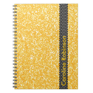 Bright Banana Yellow Faux Glitter Personalised Spiral Notebook