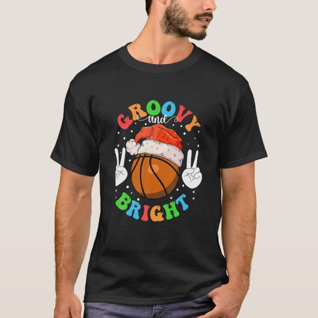 Bright Basketball Christmas Basketball Player Xmas T-Shirt (Front)