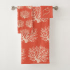 Bright Beach Coral Bathroom Towel Set