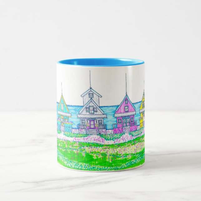 Bright Beach Cottage Blue Mug (Center)