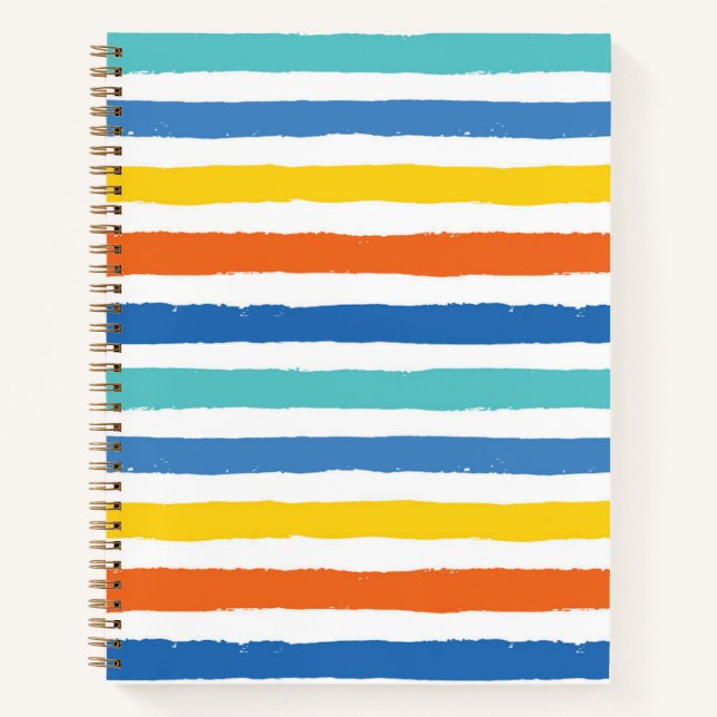 Bright Beachy Striped Pattern Notebook (Front)
