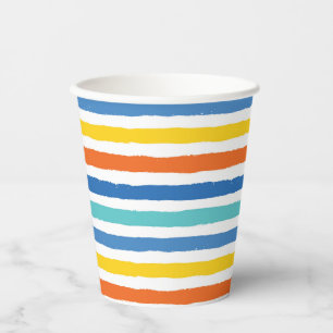 Bright Beachy Striped Pattern Paper Cups