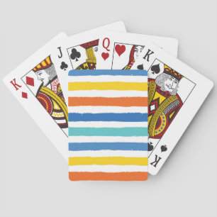 Bright Beachy Striped Pattern Playing Cards