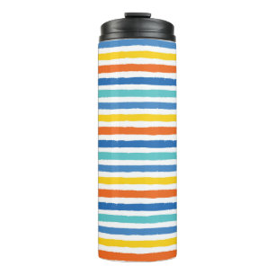 Bright Beachy Striped Pattern Thermal Tumbler