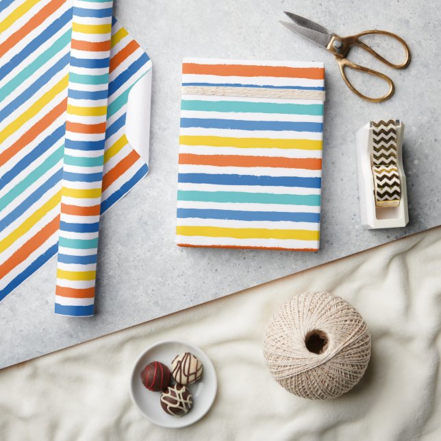 Bright Beachy Striped Pattern Wrapping Paper (Crafts)