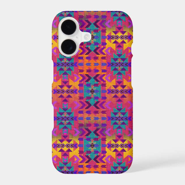 Bright Beautiful Pink Southwestern Style iPhone Case (Back)