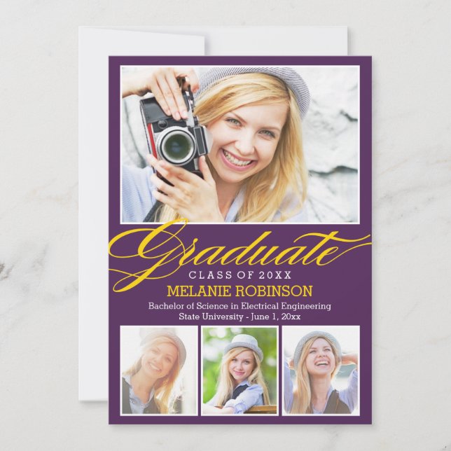 Bright Beginning Graduation Invitation - Purple (Front)