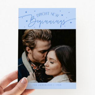 Bright Beginnings New Year Icy Blue Photo Holiday Card