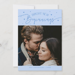 Bright Beginnings New Year Icy Blue Photo Holiday Card