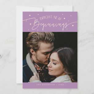 Bright Beginnings New Year Lilac Photo Holiday Card