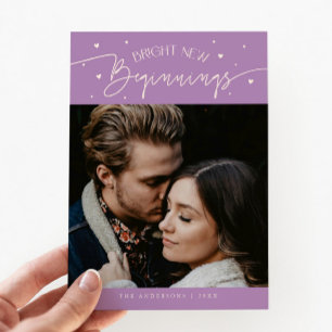Bright Beginnings New Year Lilac Photo Holiday Card