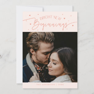 Bright Beginnings New Year Peach Photo Holiday Card