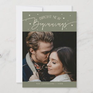 Bright Beginnings New Year Sage Green Photo Holiday Card