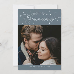 Bright Beginnings New Year Slate Blue Photo Holiday Card