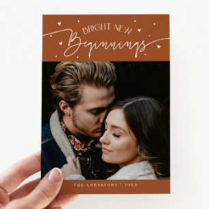 Bright Beginnings New Year Terracotta Photo  Holiday Card