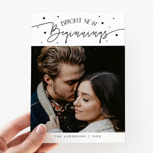 Bright Beginnings New Year White Photo Holiday Card