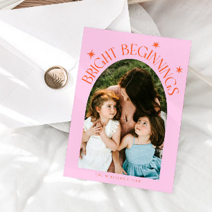 Bright Beginnings Orange Pink Arch New Years Holiday Card