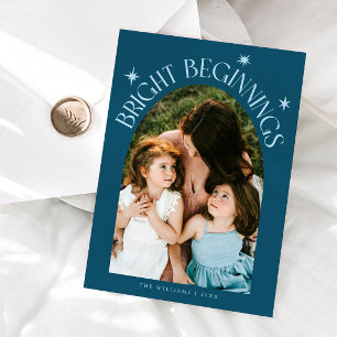 Bright Beginnings Teal Arch New Years Holiday Card