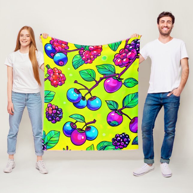 Bright Berry Fruit Pattern Fleece Blanket (In Situ)