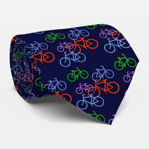 Bright Bicycles on Navy Blue Pattern Double Tie