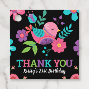 Bright Bird & Floral Mexican Fiesta Birthday Party Favour Tags