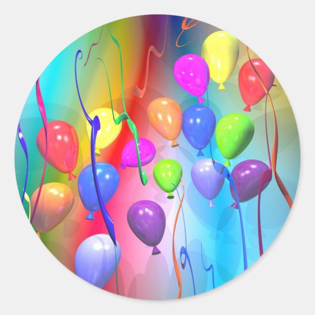 Bright Birthday Balloons Classic Round Sticker (Front)