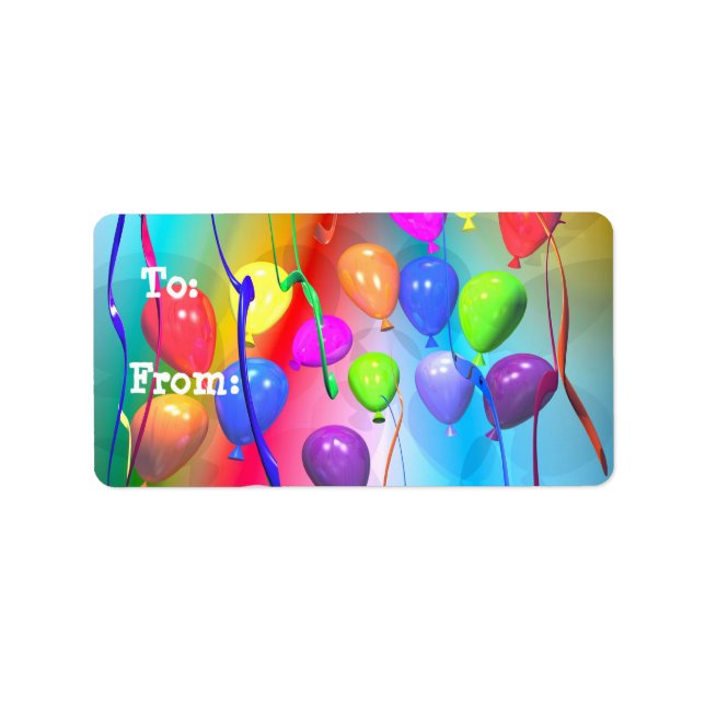 Bright Birthday Balloons Gift Tag (Front)