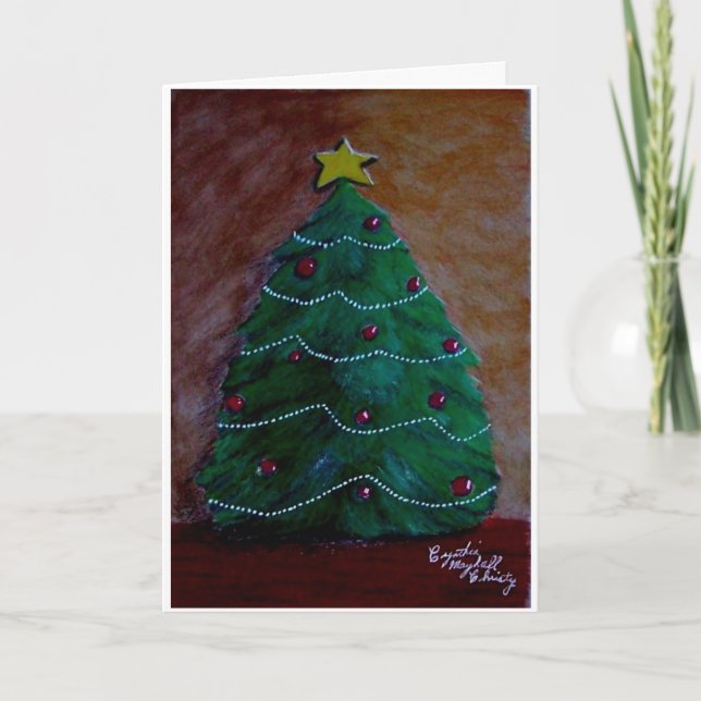 Bright blended pencil Christmas tree Card (Front)