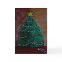Bright blended pencil Christmas tree Card