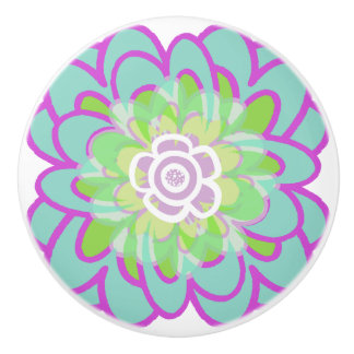 Bright Blooming Succulent Ceramic Knob