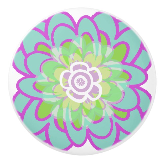 Bright Blooming Succulent Ceramic Knob (Front)