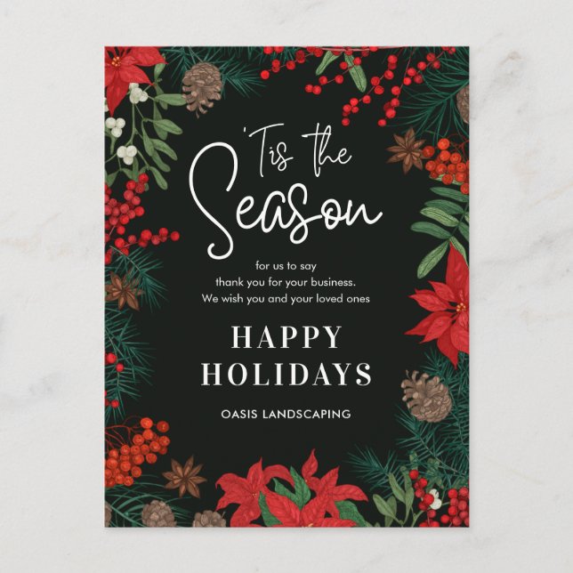Bright Blooms Business Holiday Card Postcard (Front)