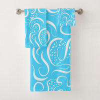 Bright Blue Abstract Swirls Pattern