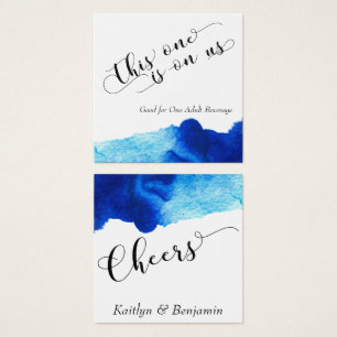 Bright Blue Abstract Watercolor Drink Tickets