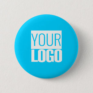 bright blue - add your logo 6 cm round badge