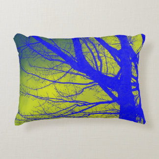 Bright Blue Alder Tree Abstract Accent Pillow