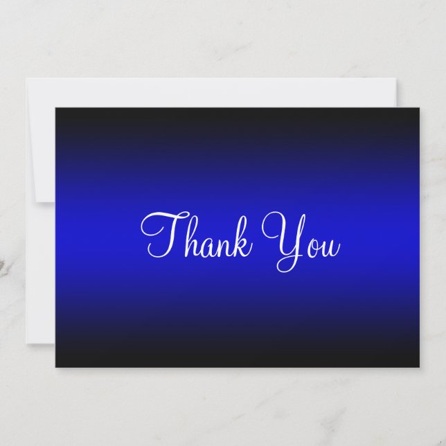 Bright Blue and Black Edge Gradient Thank You Card (Front)