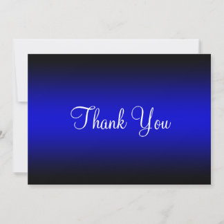 Bright Blue and Black Edge Gradient Thank You Card