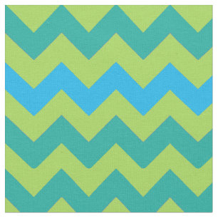 Bright Blue and Green Chevrons Fabric