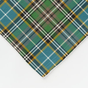 Bright Blue and Green Plaid Dowling Tartan Fleece Blanket