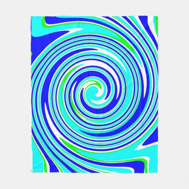 Bright blue and green swirl pattern    fleece blanket (Front)