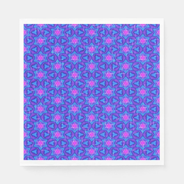 Bright blue and hot pink colourful pattern napkin (Front)